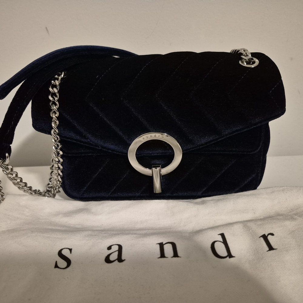 Sandra Midnight Blue Velvet Crossbody Bag